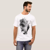 Pleasant Cat Black & White Water Color Tシャツ (正面フル)