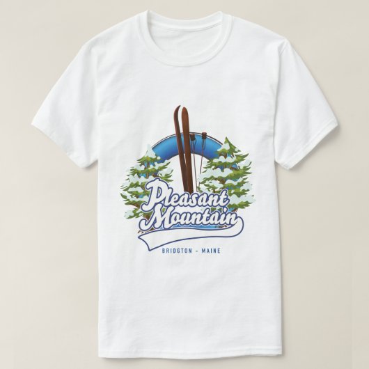 Pleasant Mountain Ski Bridgtonロゴ。 Tシャツ (デザイン正面)