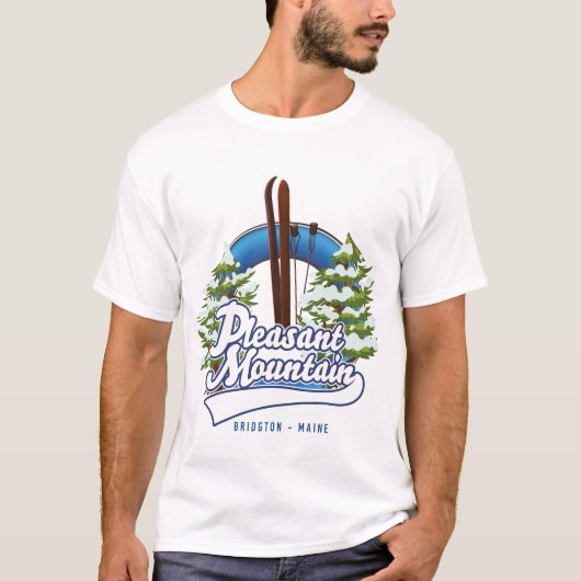 Pleasant Mountain Ski Bridgtonロゴ。 Tシャツ (正面)