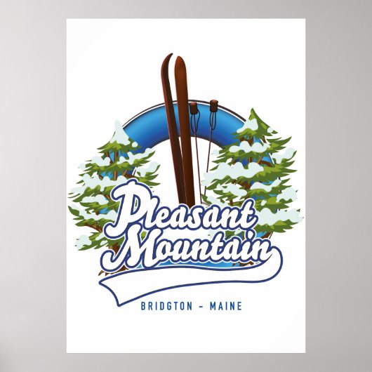 Pleasant Mountain Ski Bridgton ロゴ ポスター (正面)