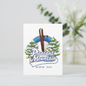 Pleasant Mountain Ski Bridgton ロゴ ポストカード (スタンド正面)