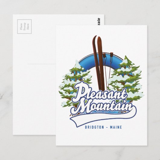 Pleasant Mountain Ski Bridgton ロゴ ポストカード (正面/裏面)