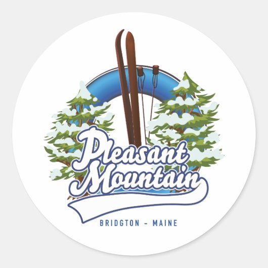 Pleasant Mountain Ski Bridgton ロゴ ラウンドシール (正面)
