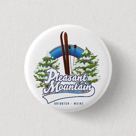 Pleasant Mountain Ski Bridgton ロゴ 缶バッジ (正面)