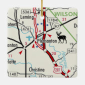 Pleasanton TXヴィンテージマップ セラミックオーナメント (裏面)