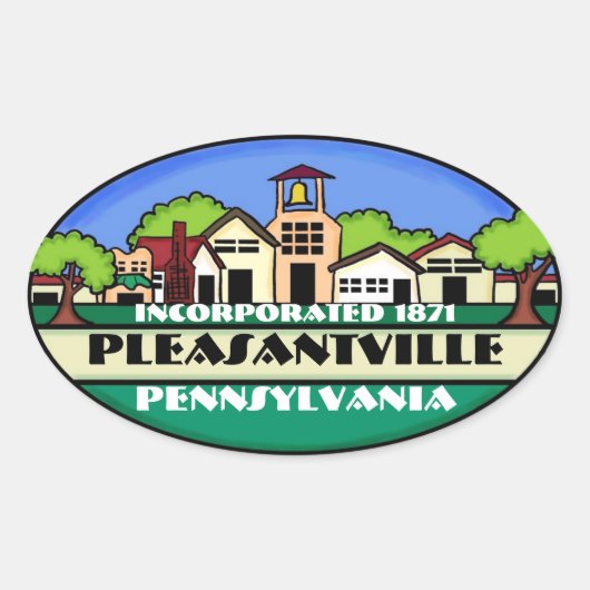 Pleasantville Pennsylvania小さな町のステッカー 楕円形シール (正面)