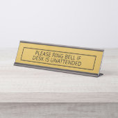 Pleaseリングや輪ベルもしデスクは無人金ゴールドブラック デスクネームプレート (正面)