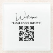 Please 楽しむ Our Hotel Wifi Welcome QR Code ガラスコースター (正面)