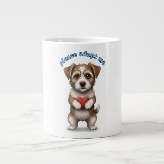 Please Adopt Me – Cute Rescue Dog Illustration wit ジャンボコーヒーマグカップ (正面)