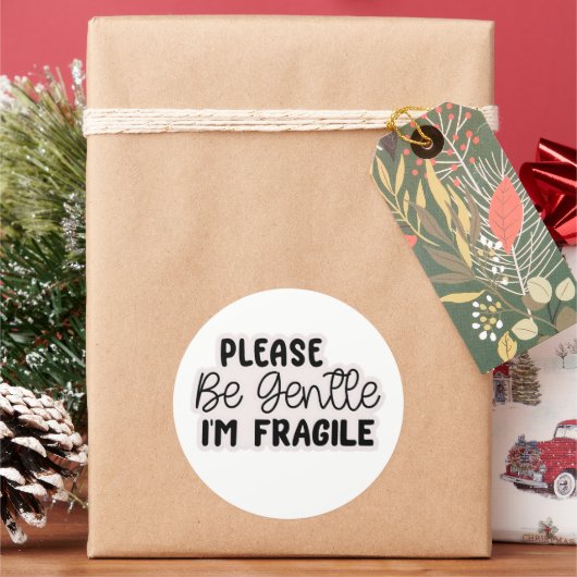 "Please Be Gentle I'm Fragile" Stickers | Cute ラウンドシール (クリスマス)