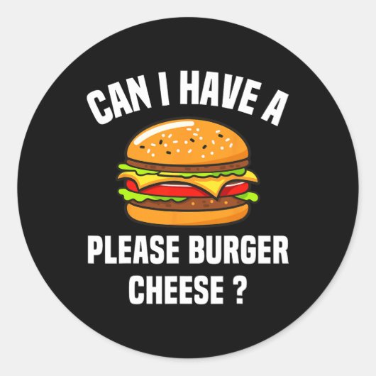 Please Burger Cheese Hamburger Cheese Bbq おもしろい Sa ラウンドシール (正面)