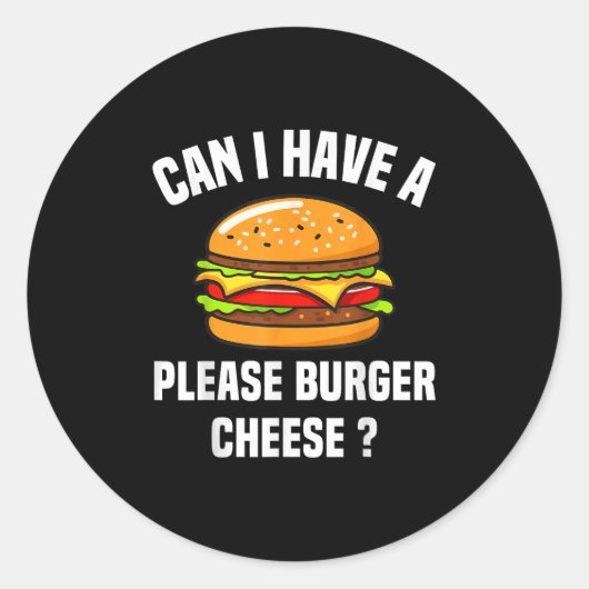 Please Burger Cheese Hamburger Cheese Bbq おもしろい Sa ラウンドシール (正面)