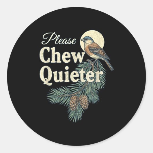 Please Chew Quieter Christmas Funny Novelty  ラウンドシール (正面)