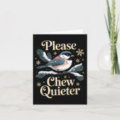 Please Chew Quieter Funny Introvert Christmas Bird カード (正面)