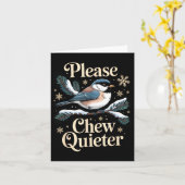 Please Chew Quieter Funny Introvert Christmas Bird カード (黄色い花)