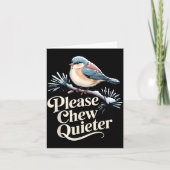 Please Chew Quieter Funny Introvert Christmas Bird カード (正面)
