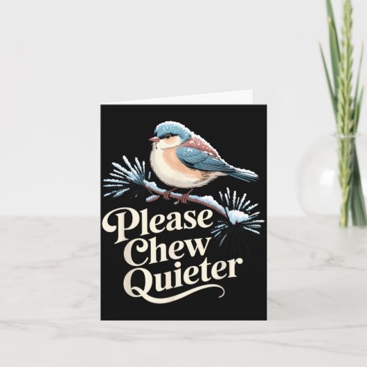 Please Chew Quieter Funny Introvert Christmas Bird カード (正面)