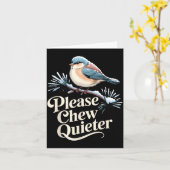 Please Chew Quieter Funny Introvert Christmas Bird カード (黄色い花)