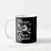 Please Chew Quieter Funny Introvert Christmas Bird コーヒーマグカップ (左)