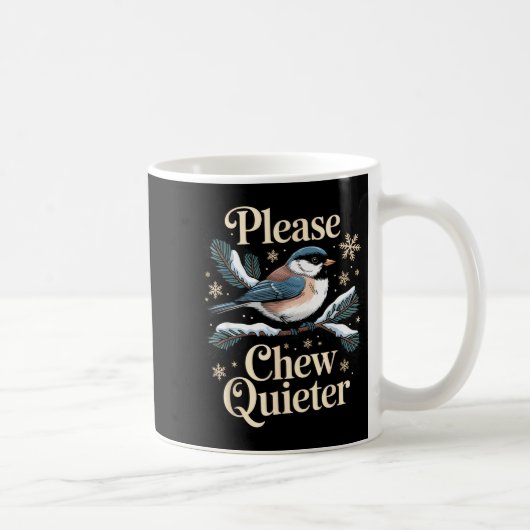 Please Chew Quieter Funny Introvert Christmas Bird コーヒーマグカップ (右)