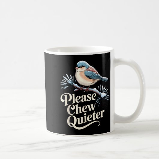 Please Chew Quieter Funny Introvert Christmas Bird コーヒーマグカップ (右)