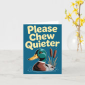 Please Chew Quieter Funny Introvert Funny Duck Lov カード (黄色い花)