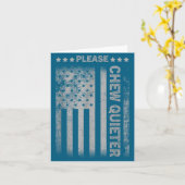 Please Chew Quieter Funny Introvert Usa Flag Vinta カード (黄色い花)