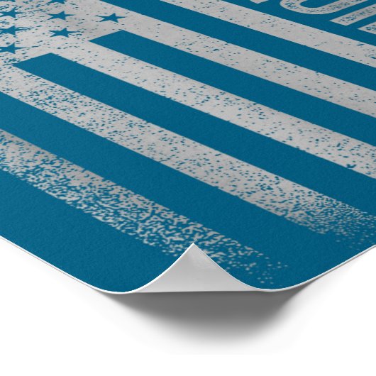 Please Chew Quieter Funny Introvert Usa Flag Vinta ポスター (角)