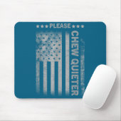 Please Chew Quieter Funny Introvert Usa Flag Vinta マウスパッド (マウス)