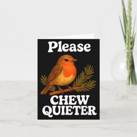 Please Chew Quieter Vintage Bird Groovy Design カード (正面)