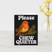Please Chew Quieter Vintage Bird Groovy Design カード (黄色い花)