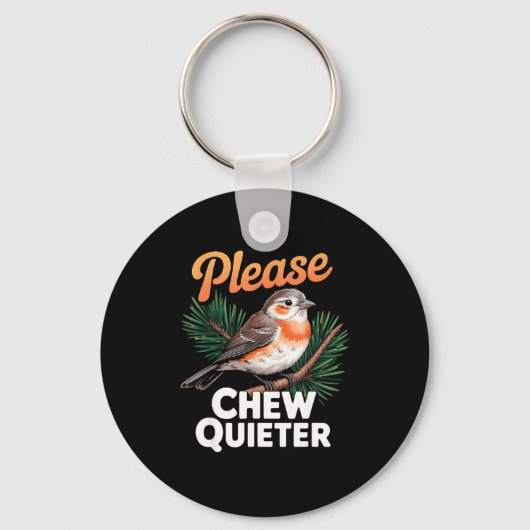 Please Chew Quieter Vintage Bird Groovy Design  キーホルダー (正面)