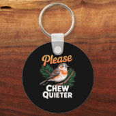Please Chew Quieter Vintage Bird Groovy Design  キーホルダー (正面)