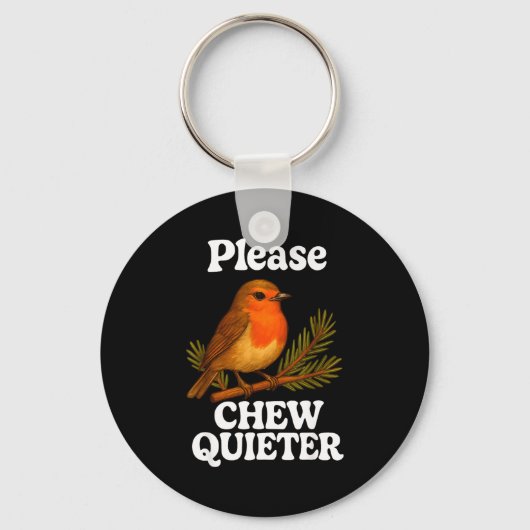 Please Chew Quieter Vintage Bird Groovy Design  キーホルダー (正面)