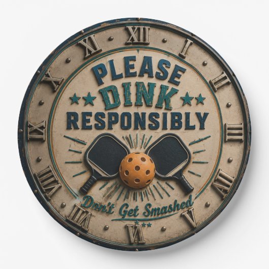 Please Dink Responsibly Funny Pickleball ペーパープレート (正面)