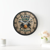Please Dink Responsibly Funny Pickleball ラージ壁時計 (ホーム)