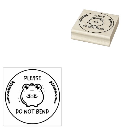 Please do not bend stamp, frog stamp design, Mail ラバースタンプ (押印)