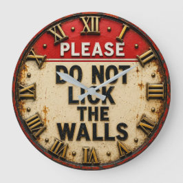 Please Do Not Lick the Walls Funny Vintage ラージ壁時計
