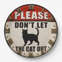 Please Don't Let the Cat Out Funny Black Cat ペーパープレート