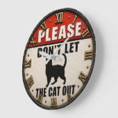 Please Don't Let the Cat Out Funny Black Cat ラージ壁時計 (傾斜)