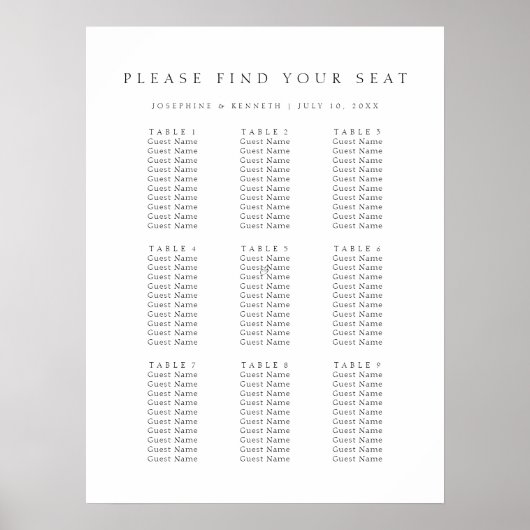 Please Find Your Seat Wedding Seating Chart ポスター (正面)