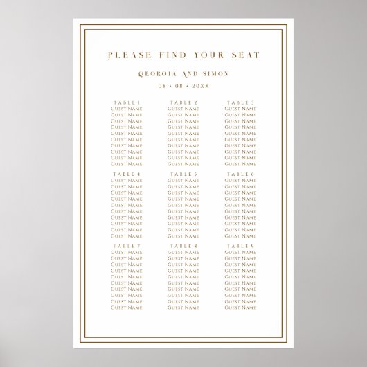 Please Find Your Seat Wedding Seating Chart ポスター (正面)