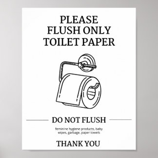 Please Flush Only Toilet Paper Instructional  ポスター