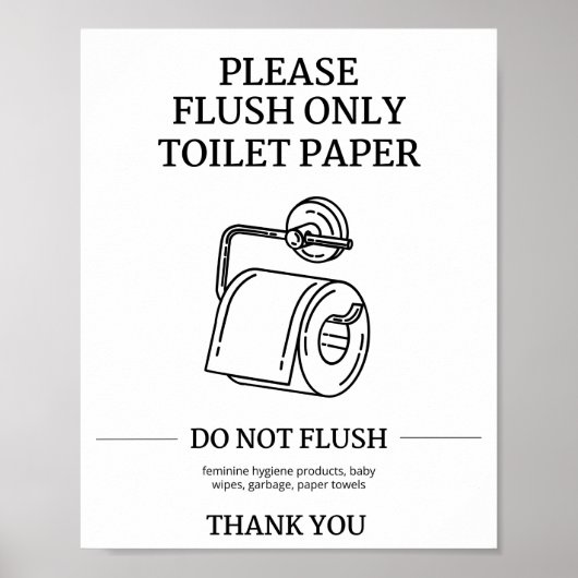 Please Flush Only Toilet Paper Instructional  ポスター (正面)