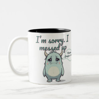 Please Forgive Me – Sad Cute Monster Apology Gift  ツートーンマグカップ