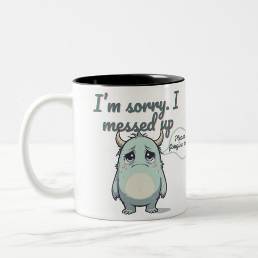 Please Forgive Me – Sad Cute Monster Apology Gift  ツートーンマグカップ (左)