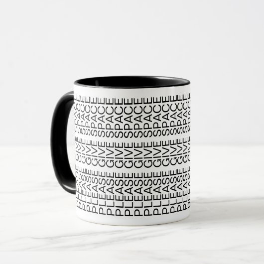 Please Give Space Hidden Message Introvert Mug マグカップ (正面左)