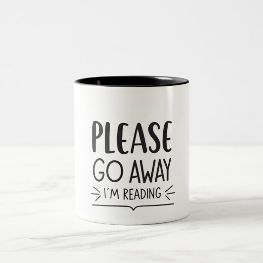 Please Go Away I'm Reading Mug – Book Lover ツートーンマグカップ (中央)