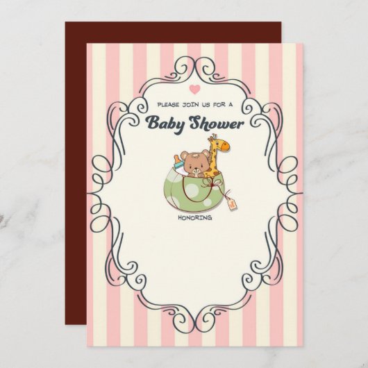 Please, join us for a baby shower - Girl 招待状 (正面/裏面)