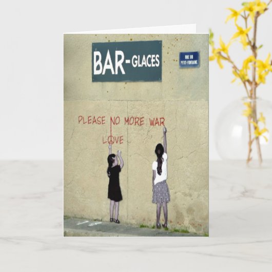 Please No More War / Love, Normandy, France – カード (黄色い花)